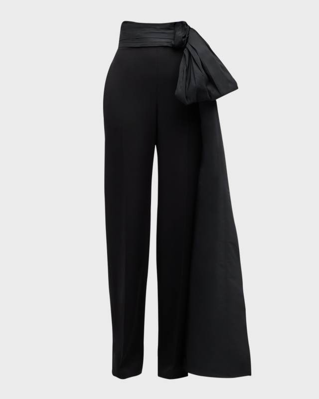 Wool Trousers with Waist Bow Train